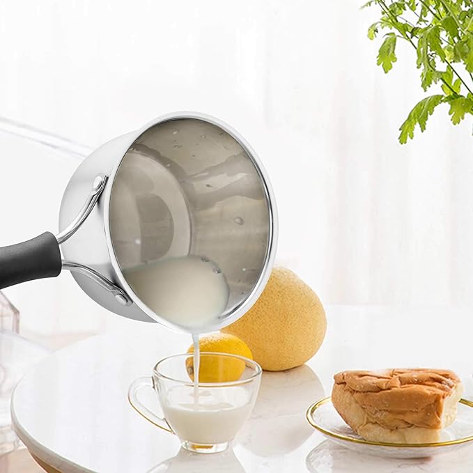 TeamFar 1 Quart Saucepan, Stainless Steel Saucepan with Lid, Small Sauce Pot Milk Pan Cookware for Home Cooking, Non Toxic & Healthy, Easy Clean & Dishwasher Safe