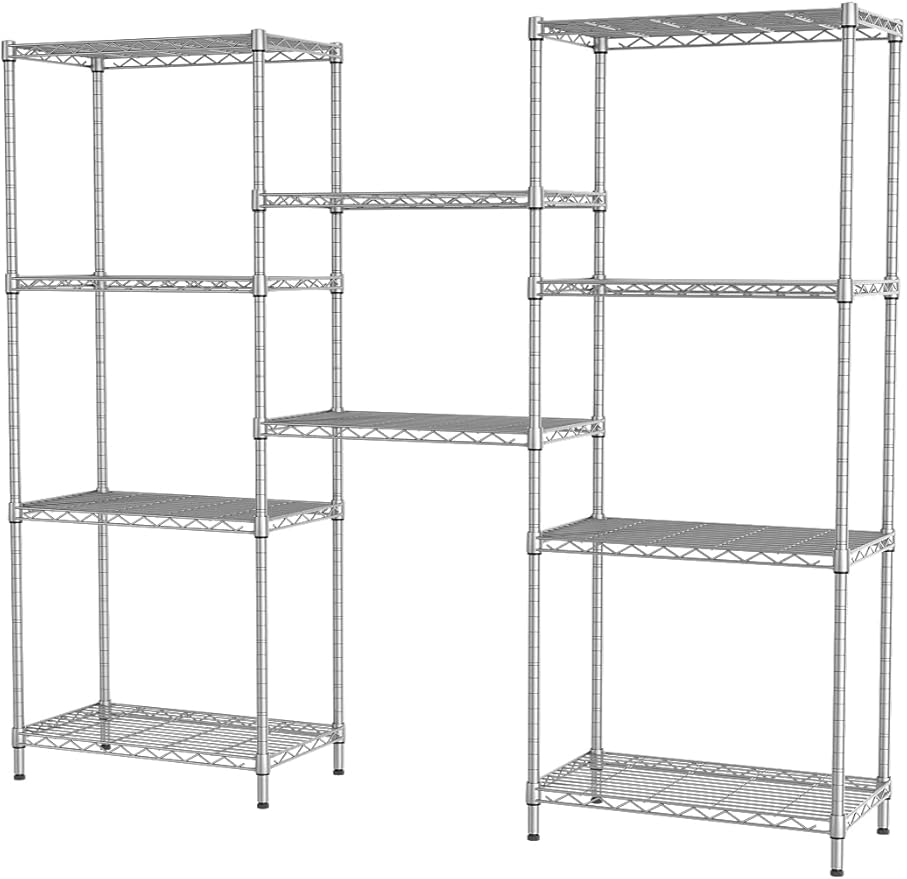 SINGAYE Shelf Wire Shelving Adjustable Storage Shelves Rack Standing Units for Kitchen Closet Laundry Bathroom Organizers Metal Pantry Narrow Mesh Gaps 12" D x 22" W x 59" H Gray