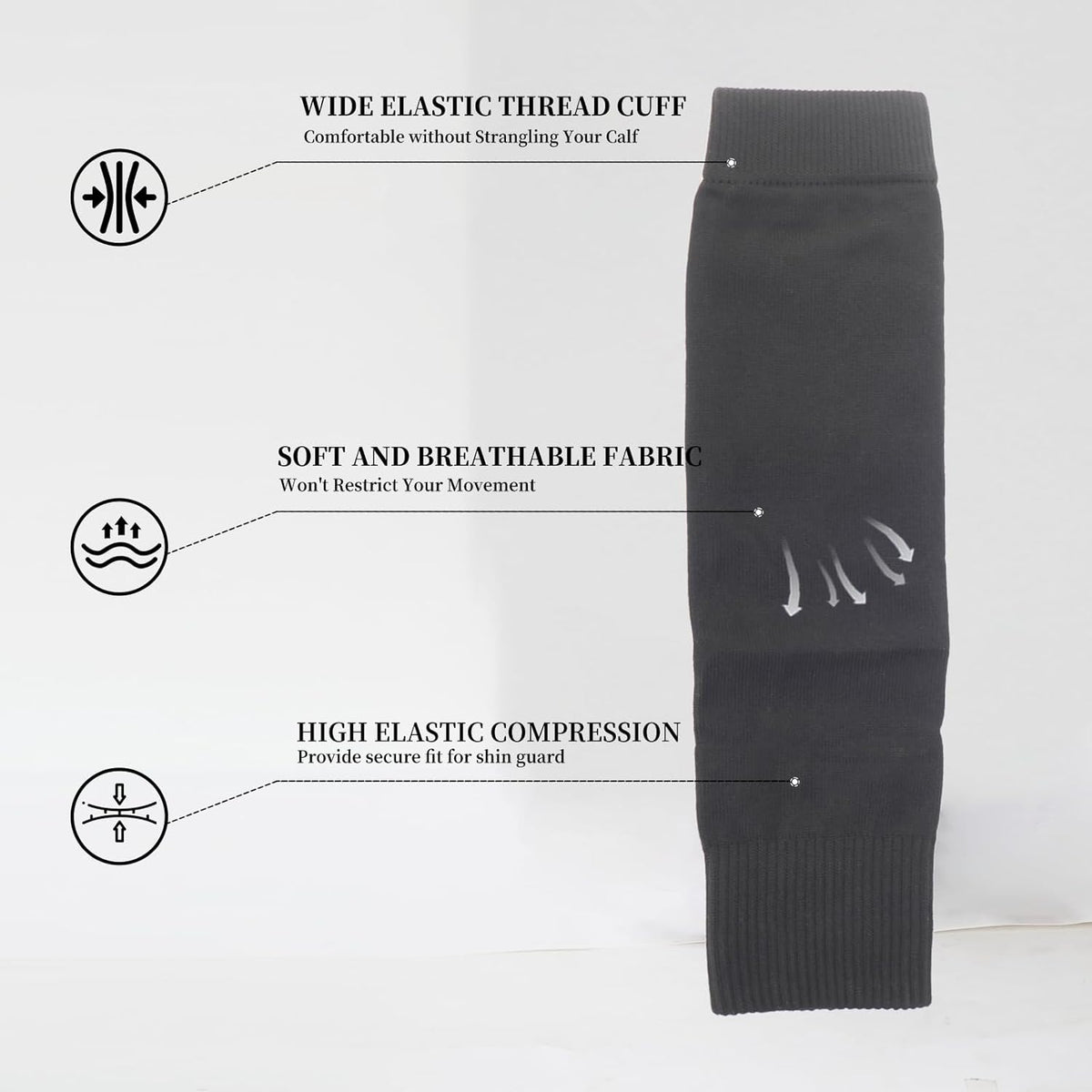 Grip Soccer Socks with Shin Guard Sleeves Non Slip Soccer Leg Sleeve Socks for Men Women Black/White 2 Set