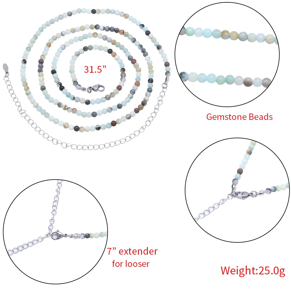 Waist Beads for Women, Gemstone Belly Chain Adjustable Beach Waist Jewelry Body Accessories for Women Girls Crystal Beaded Waist Chains (Amazonite)