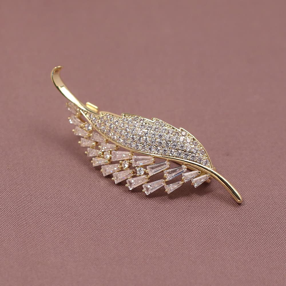 AILONMEI Elegant Gold Leaf Brooch Pin Corsage Brooches Jewelry for Women Fashion Pearl Costume Broaches and Pins (Gold)