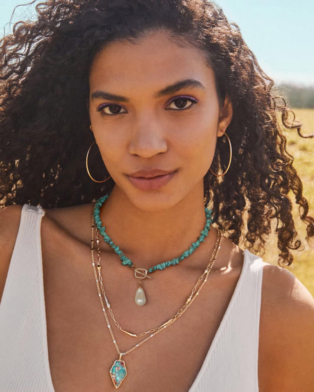 PEARLADA Boho Statement Turquoise Choker, Dainty Baroque Pearl Pendant Necklace, Trendy Turquoise Jewelry for Summer