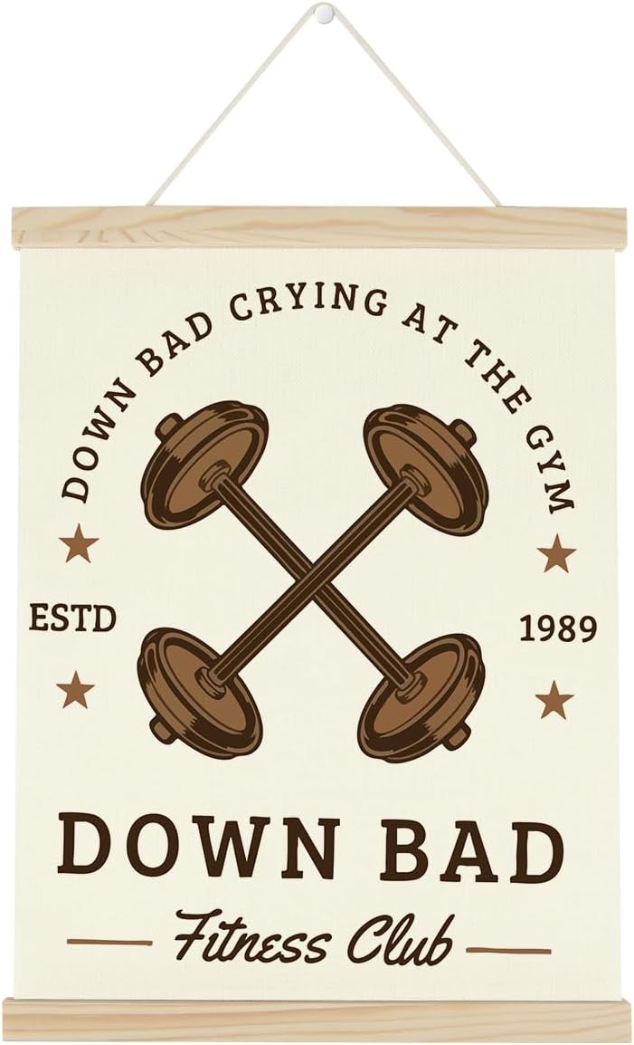 Gym Motivational Posters Funny College Dorm Posters Gifts for Guys Girls Friends Down Bad Crying at The Gym Flag Wall Art Decor Sign for Home Gym Bedroom Office