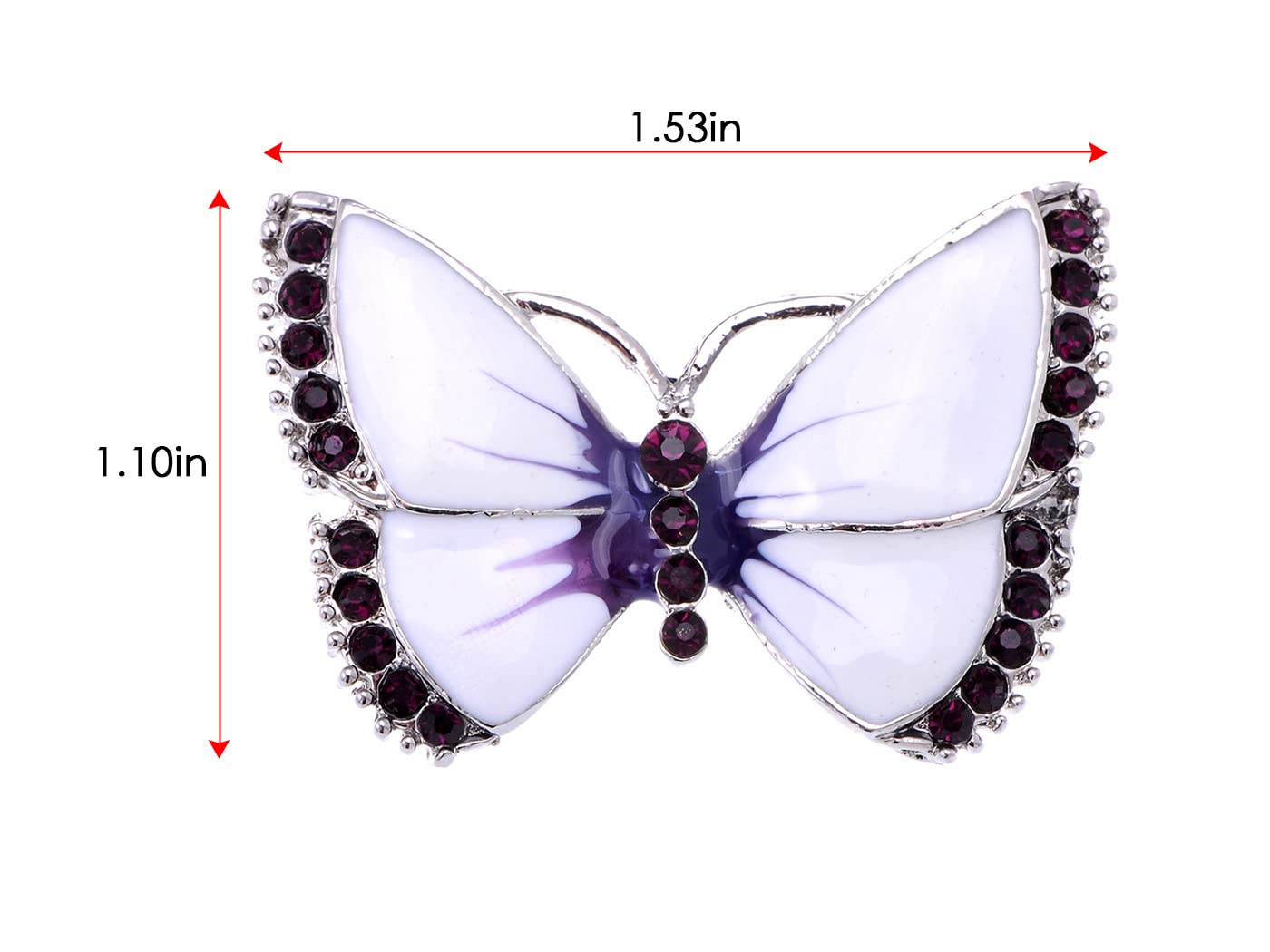Alilang Painted Enamel Amethyst Crystal Rhinestone Butterfly Fashion Jewelry Pin Brooch