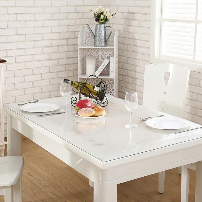 NECAUX Custom 36 x 71 Inch Clear Table Cover Protector, 1.5mm Thick Wood Grain Transparent Tablecloth Plastic Protective Desk Pad for Dining Table, Meeting Table, Trainning Table, Conference Table