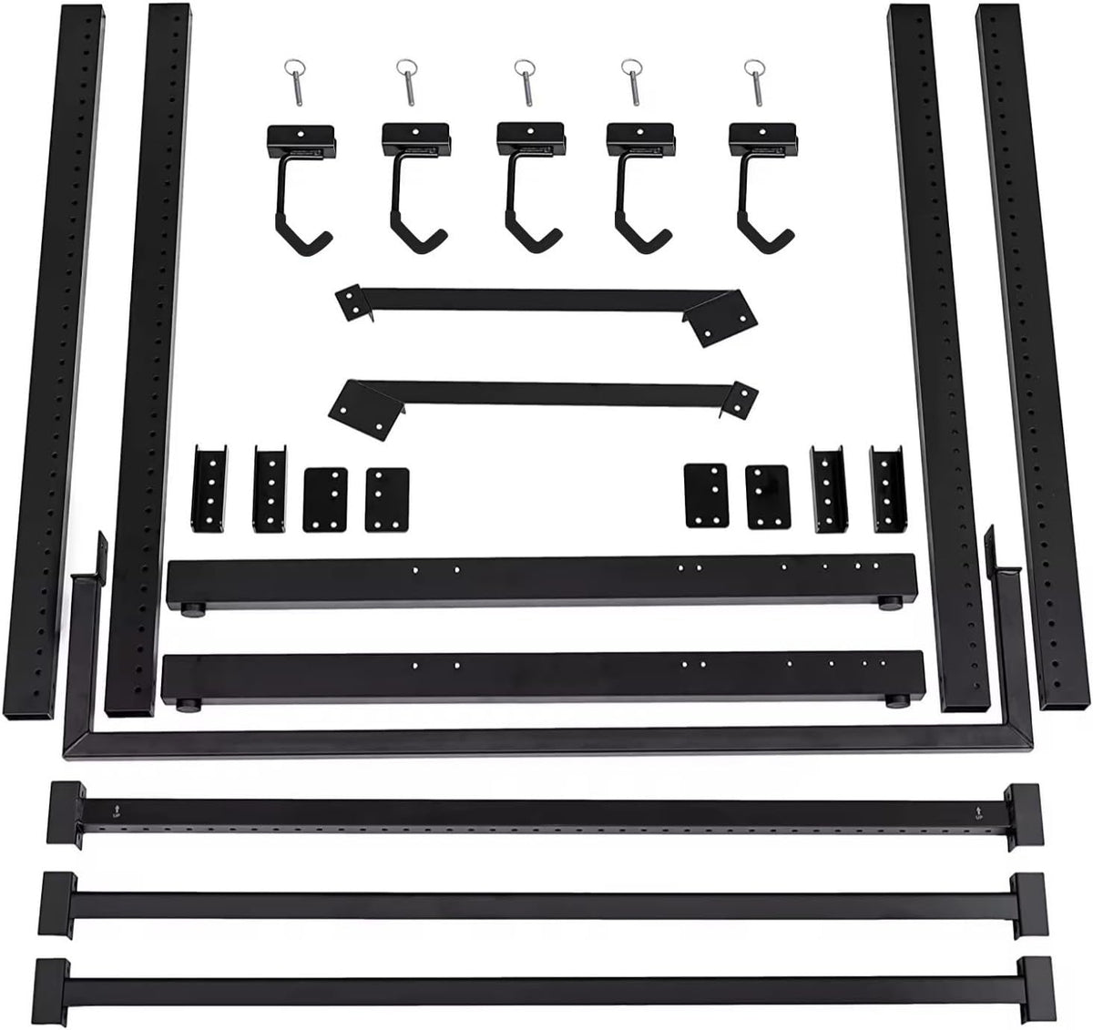 Upright Bike Stand, 5-Bike Stand Rack, Indoor Bike Storage Standing Bike - Garage Organizer - Freestanding Bicycle Rack with 5 Hanging Hook - Vertical & Horizontal Hangersfor Home