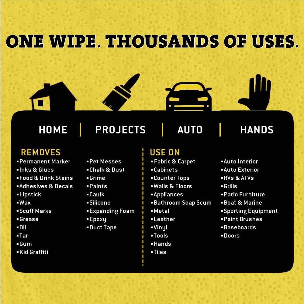 Tub O' Towels Heavy-Duty Multi-Surface Cleaning Wipes, 7" x 8", 40 Count Canister, Removes Grease, Grime, and Tough Stains, Durable Disposable White Wipes for Home, Garage, and Outdoor Cleaning Tasks