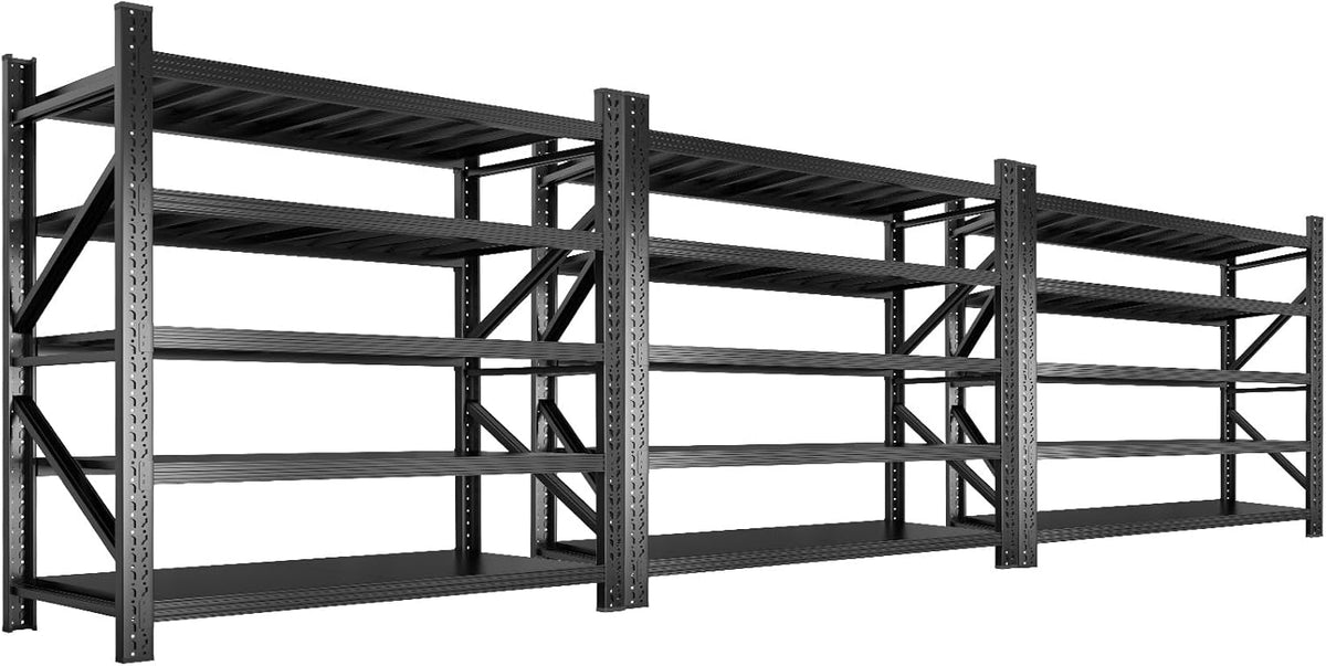Metal Garage Shelving Heavy Duty, 5-Tier Adjustable Wire Storage Garage Shelves, 8000 LBS Loads Industrial Shelving Units for Garages, Warehouses, Kitchen, Black, 59" W x 24" D x 71" H,3 Pack