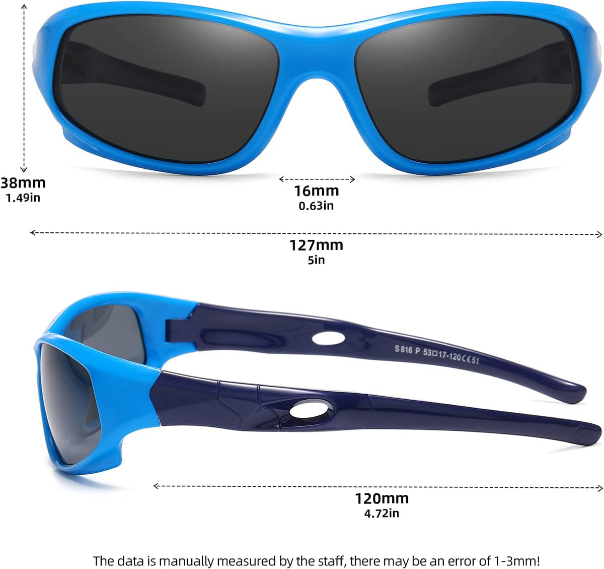 DYLB 3 Pack Flexible Kids Polarized Sunglasses For Boys Girls With Strap, Sport Sunglasses for Children Age 3-10.