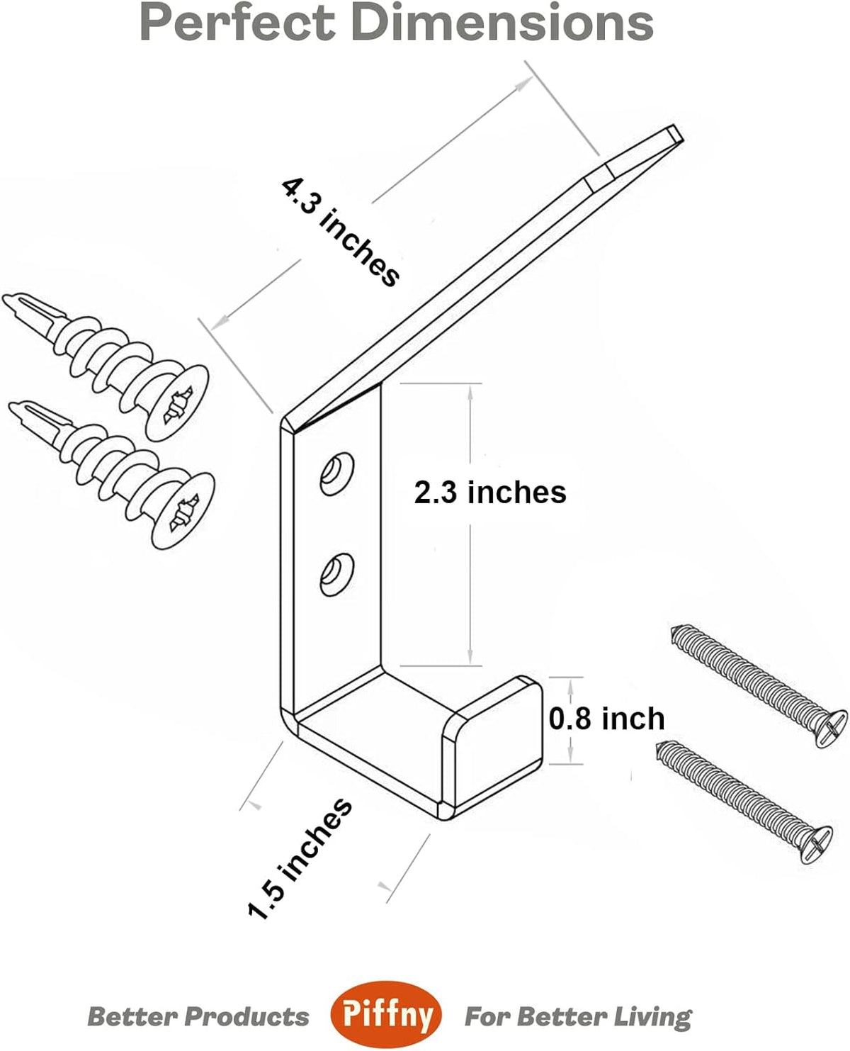 6 Pack Heavy Duty Steel C Style Double Wall Hooks for Indoors and Outdoors - 6 Pack (Black)