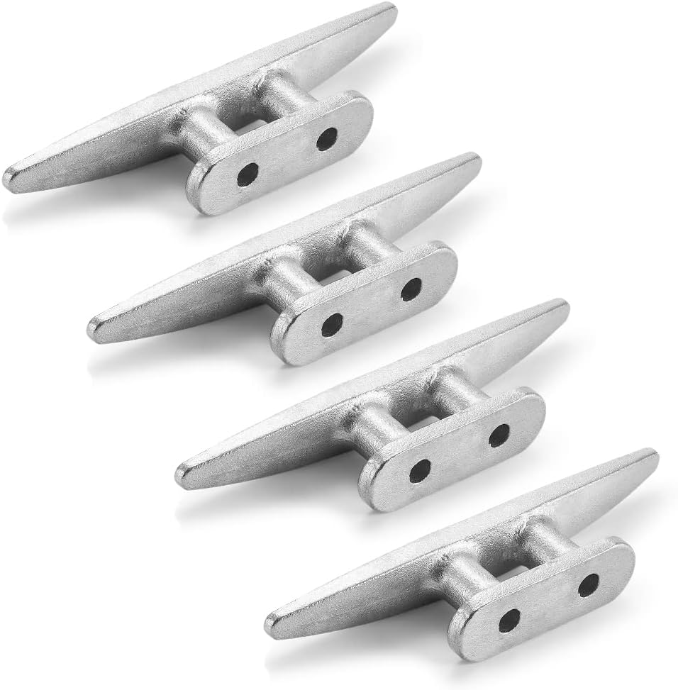 Boat Cleat, 4 inch / 6 inch 304 Stainless Steel Dock Cleat-Ideal for Marine, Deck, Nautical Decor (4 Pack/ 6 Pack)
