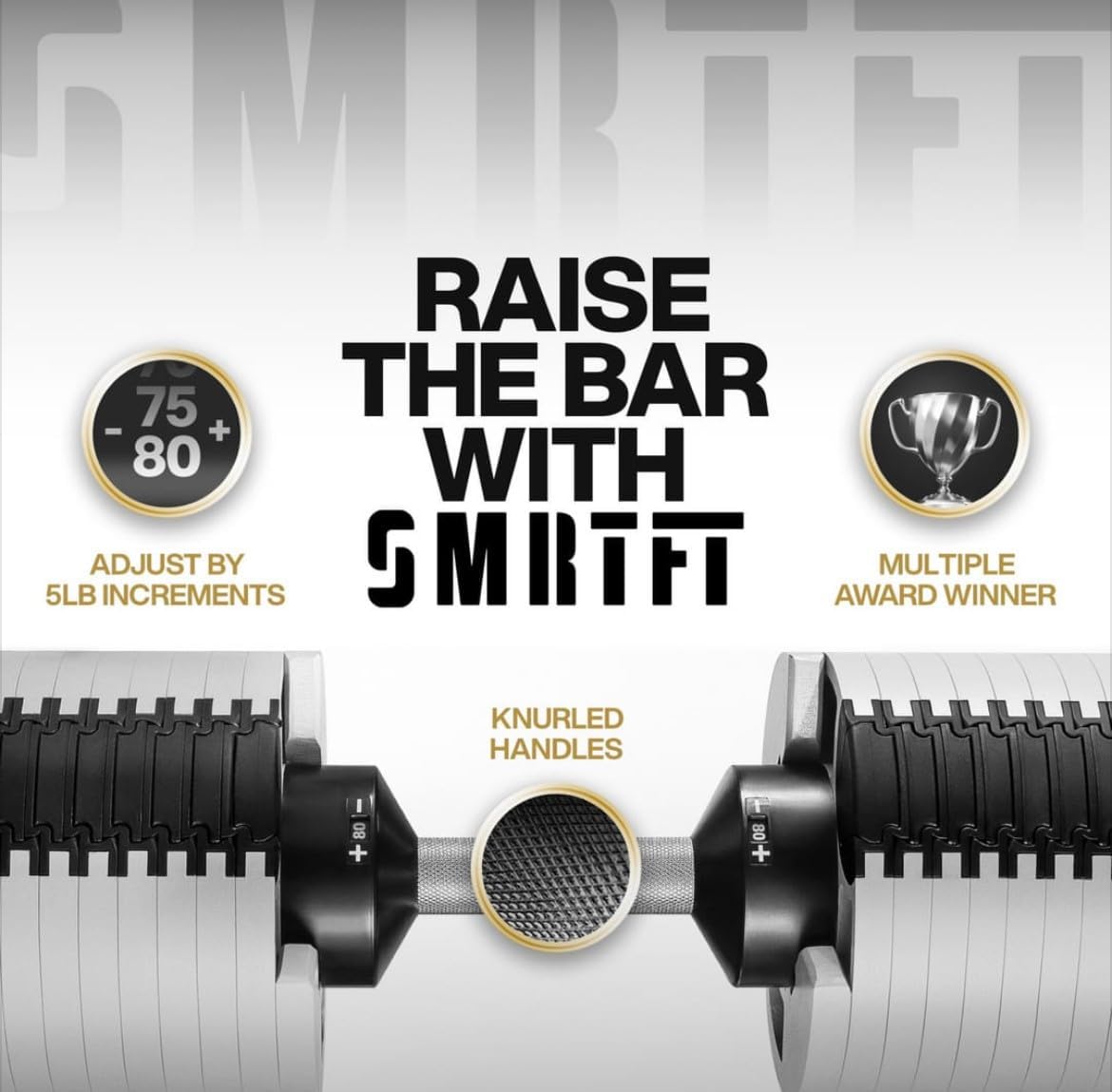 SMRTFT NUOBELL Adjustable Dumbbells | The Original All-in-One NUOBELL Adjustable Dumbbell Set | Feel Real Like Traditional Dumbbells | Highly Durable | Best 2 Year Warranty