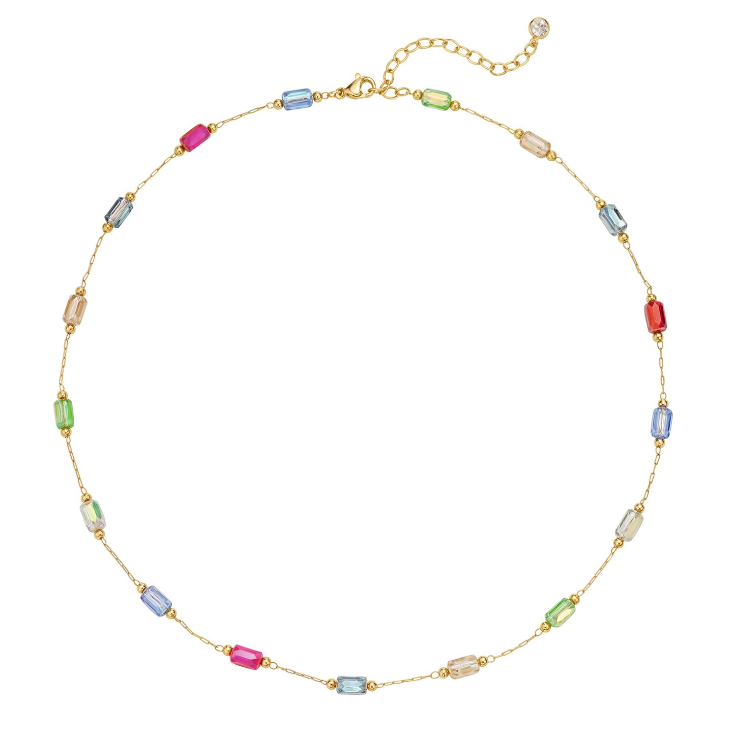 MTMY Beaded Necklaces for Women 14K Gold Plated Dainty Colorful Green/Rose Beaded Pearl Choker Necklace Delicate Boho Choker Necklace Jewelry Gift (mixed color cuboid)