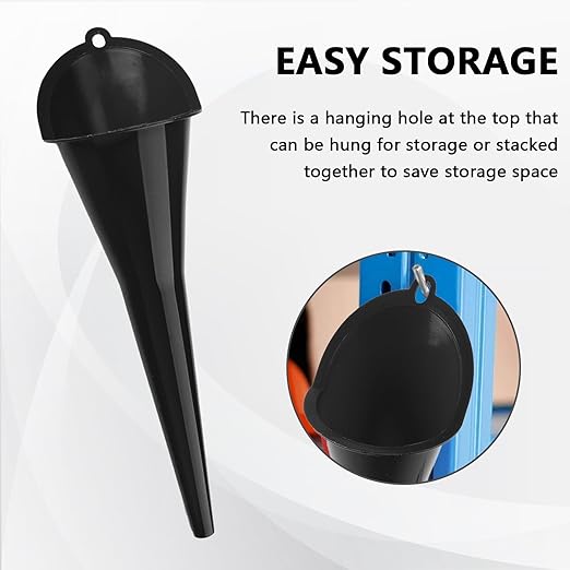 Long-Neck Oil Funnel for Automotive – Multi-Function Plastic Funnel for Oil, Gas & Lubricants – Universal Car Accessory (Black (2-Pack))
