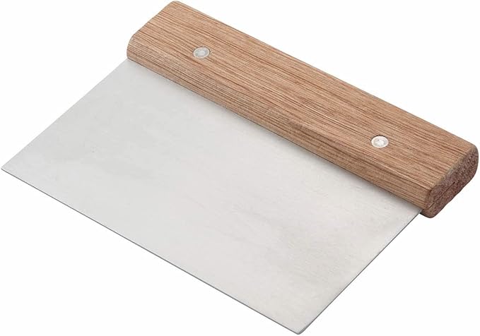 Winco Stainless Steel Dough Scraper with Wood Handle