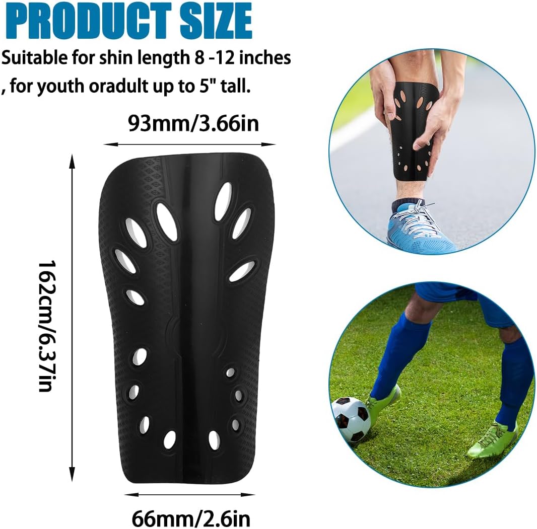 Soccer Shin Guards for Kids Youth, 2 Pairs Breathable Shin Pads for Boys Girls Teens Adults, Lightweight Football Equipment Cushion Protection for Men Women