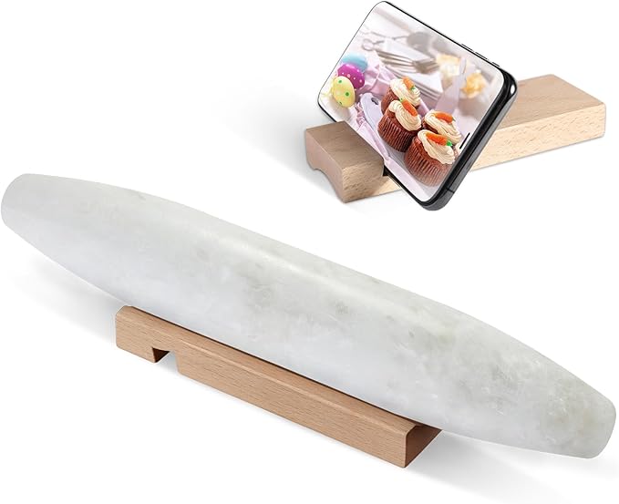 Koville African Natural Marble French Rolling Pin, 12inch Non-Stick Rolling Pin for Baking, Dough Roller for Pasta, Dumpling, Fondant, Pie, Bread, Pizza, Kitchen Baking Tools(Namib Fantasy)