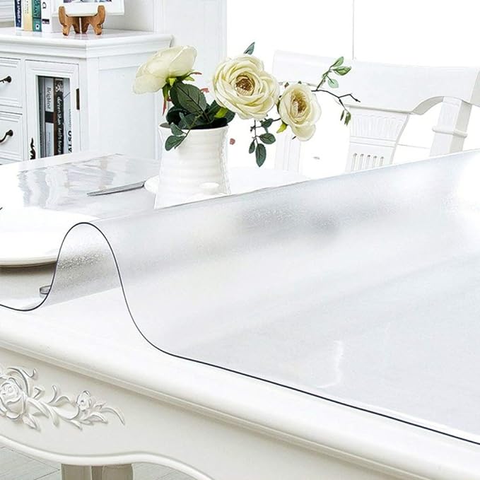 NECAUX Custom Multisize 1.5mm Thick Frosted PVC Table Cover Protector - 28 x 42 Inch Water Resistant Plastic Rectangular Vinyl Non-Slip Desk Pad for Coffee Table/Writing Desk