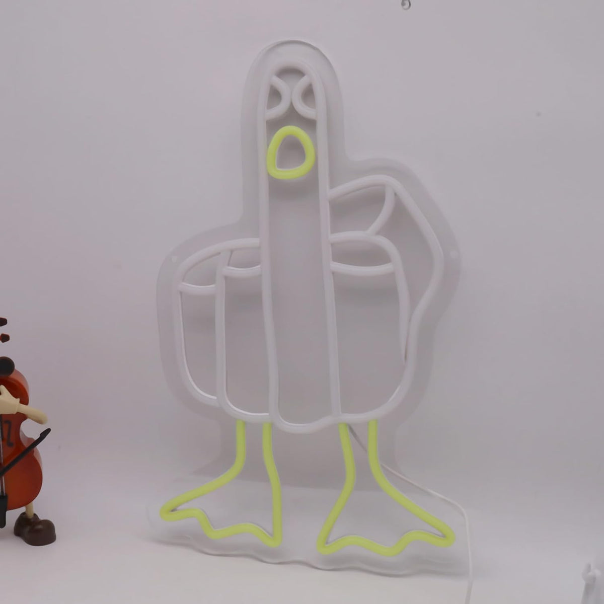 Funny Duck Neon Sign,Cool LED Neon Light Sign for Wall Decor, Aesthetic Cartoon Neon Signs for Bedroom, Game Room, Bar, Man Cave, Studio, Trendy Duck Wall Art with Hand Gesture and Yellow Duck Feet
