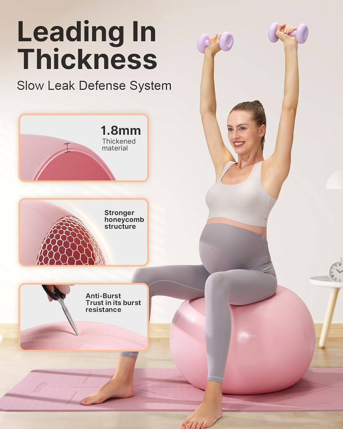 YOTTOY Pregnancy Ball - 1.8mm Thick Birthing Ball for Maternity Physio and Birth Preparation, Yoga and Exercise for Pregnancy - Includes Pump