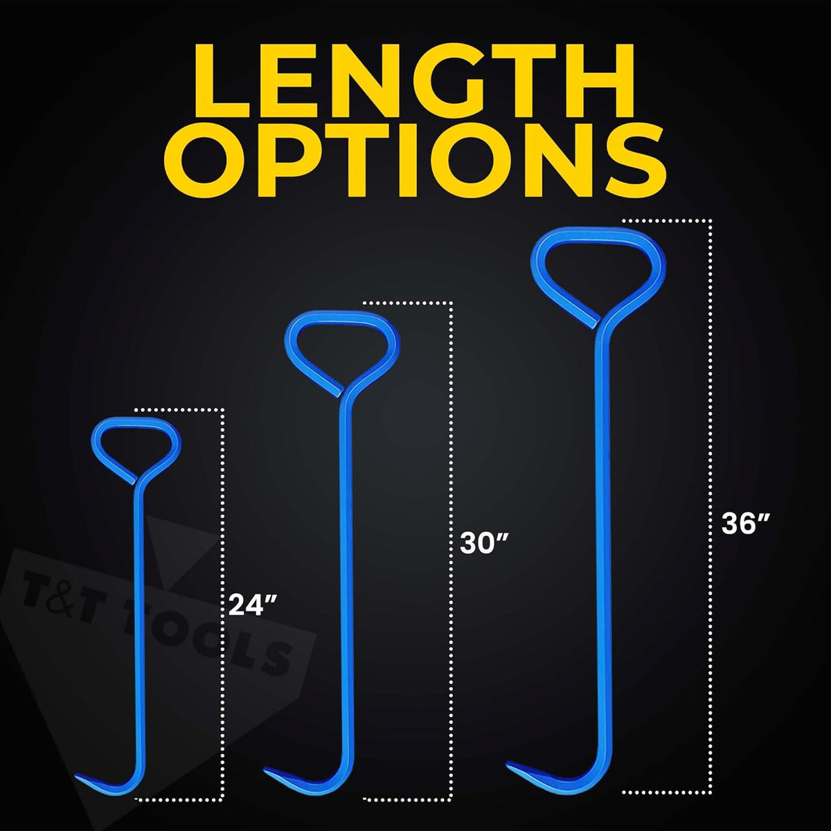 T&T Tools 36-Inch Manhole Hook Tool - Heavy Duty Single Hook for Lifting Manhole Covers, Storm Drains, Septic Tank Risers - Rigid Hex Alloy Steel Tool for Lifting, Pulling, and Removing Covers-1 Pack