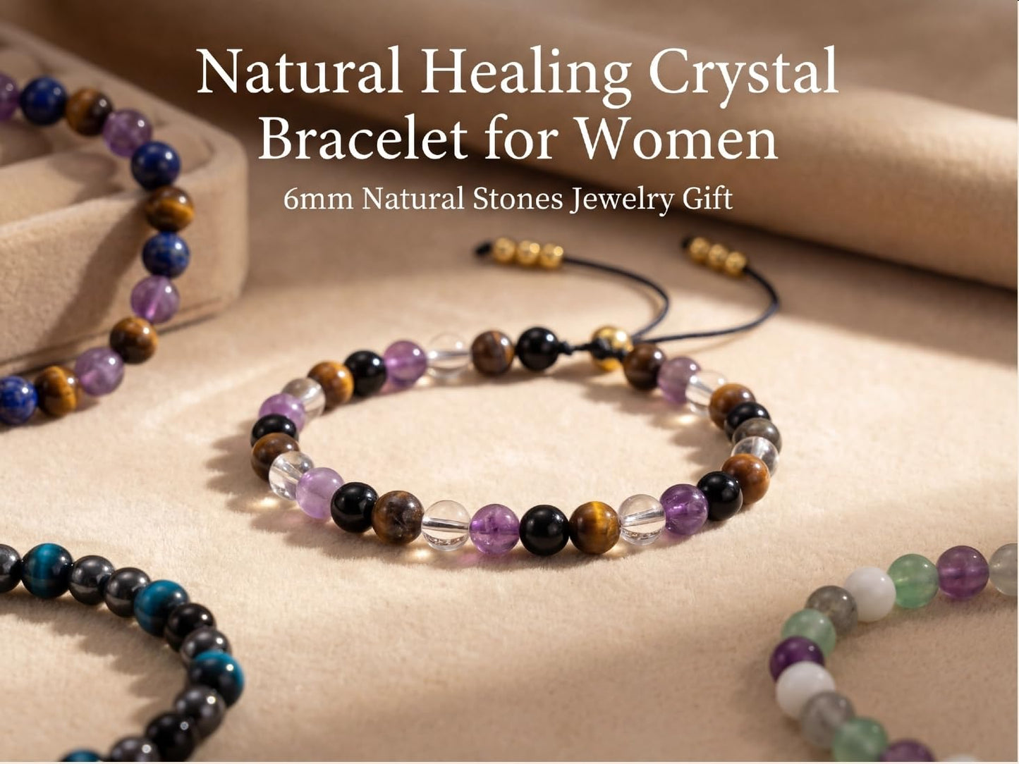 NUKAYAI Anxiety Relief Bracelet for Women Items Gifts Stress Healing Crystal Kalm Bracelet Menopause Depression Anti Comfort Buddha Panic Attack Mood Worry Jewelry Natural Stones