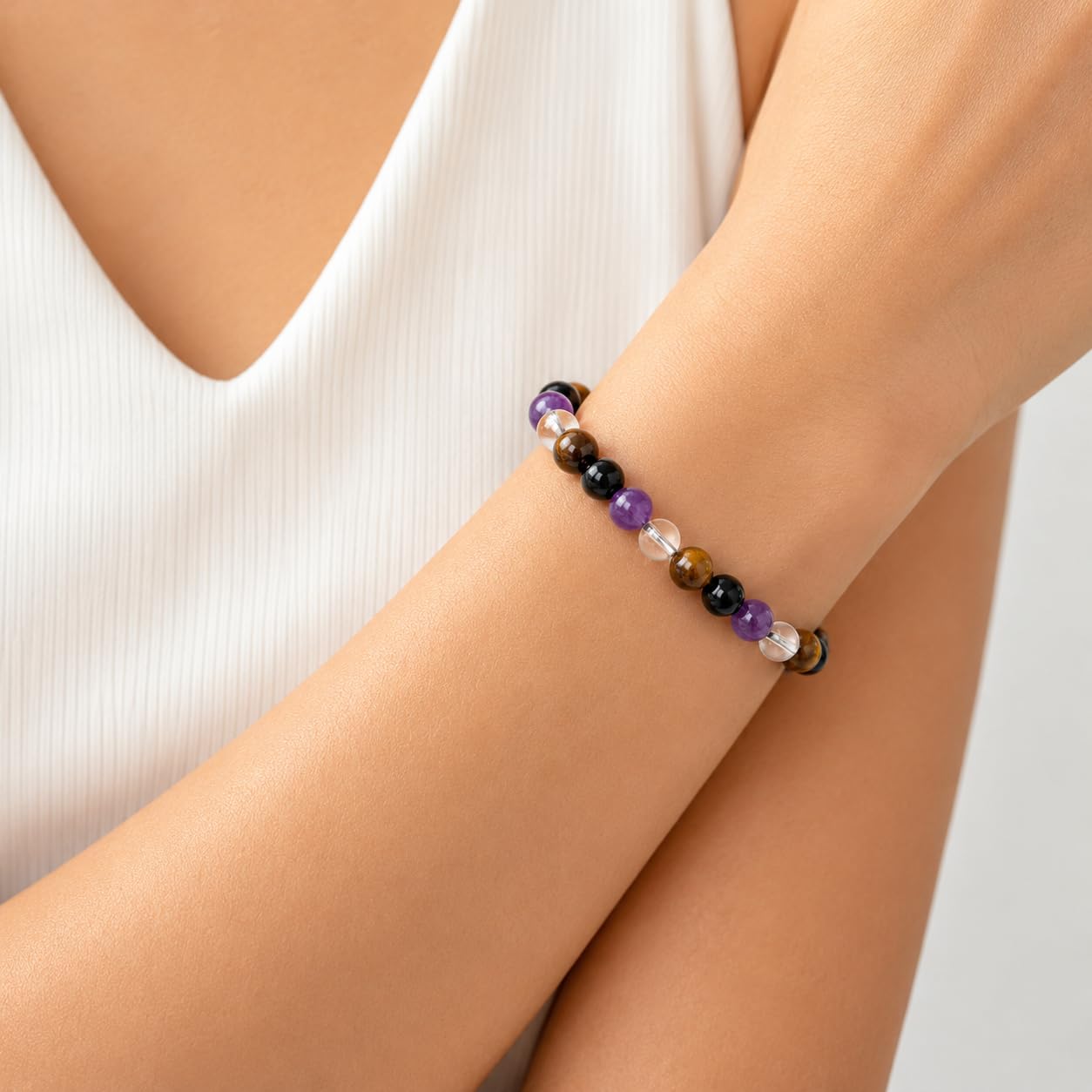 NUKAYAI Anxiety Relief Bracelet for Women Items Gifts Stress Healing Crystal Kalm Bracelet Menopause Depression Anti Comfort Buddha Panic Attack Mood Worry Jewelry Natural Stones