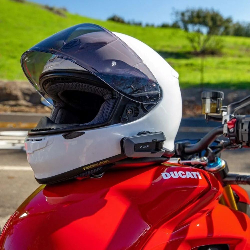 Cardo PACKTALK Edge Motorcycle Bluetooth Communication System Headset Intercom - Dual Pack