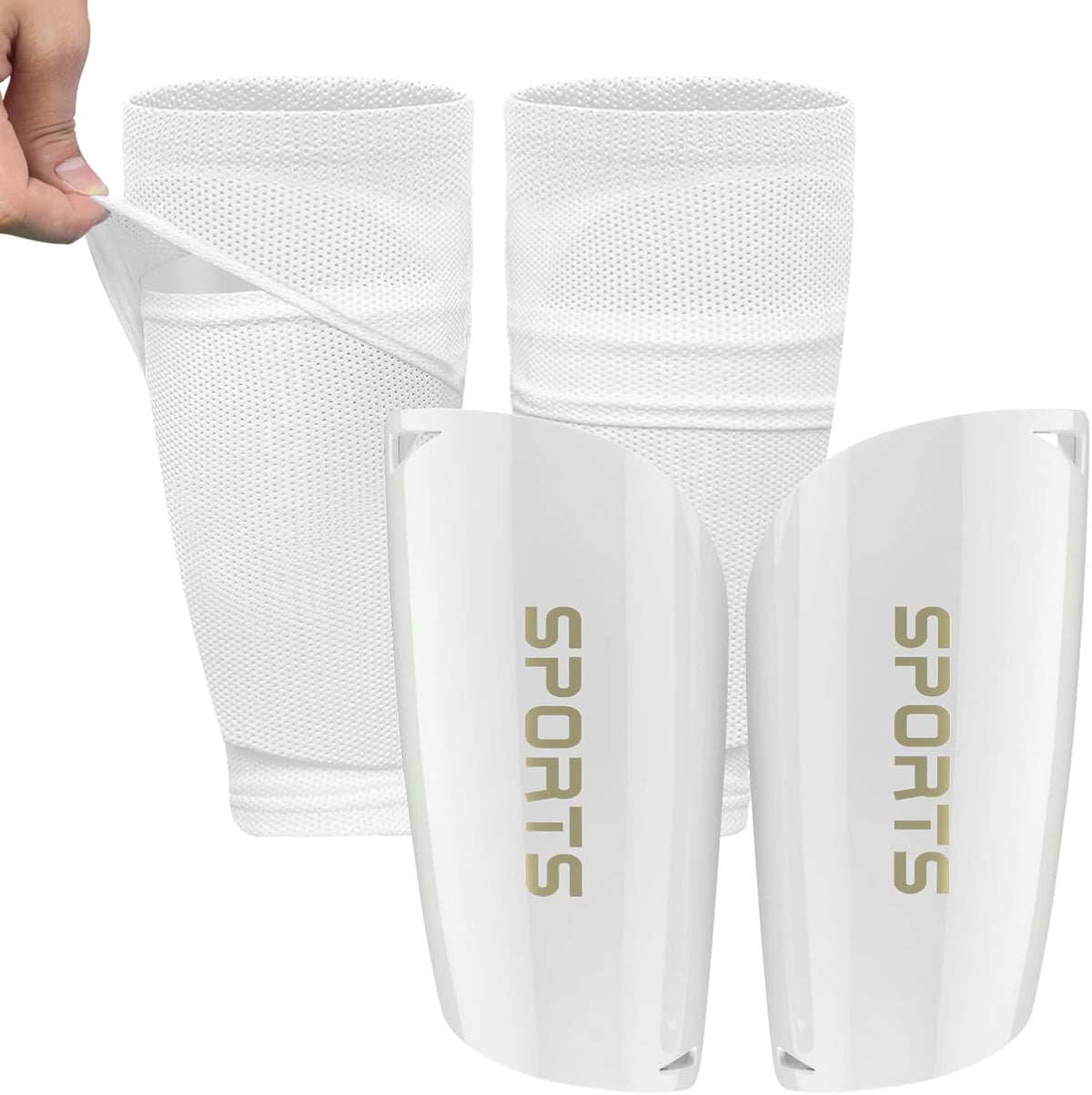 Kids Youth Soccer Shin Guards with Sleeves, Slip in Shinguards Soccer Shin Pads for 3-15 Years Old Boys Girls Child Teens