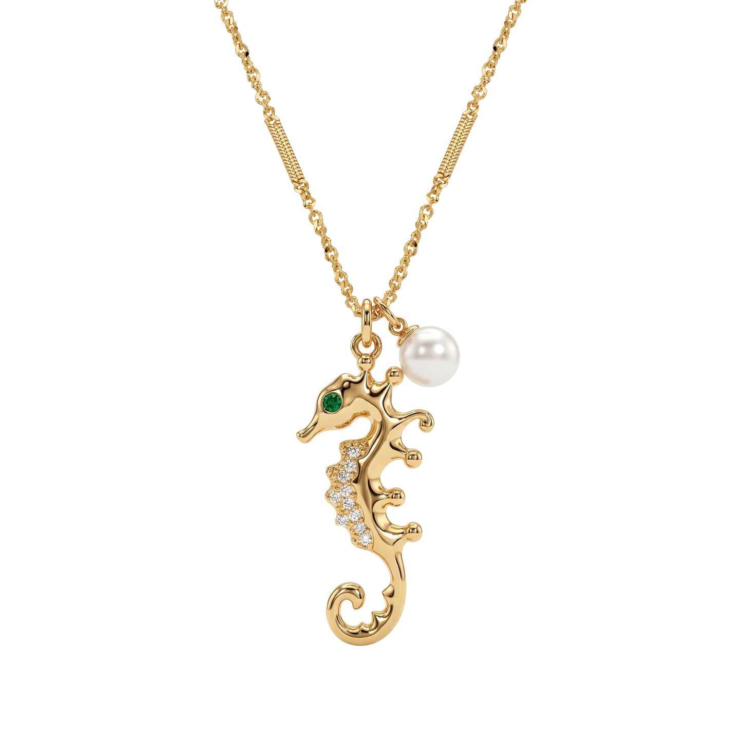 Dremmy Studios Dainty Necklace for Women 14K Gold Plated Seahorse Necklace Boho Summer Beach Coastal Pendnat Necklaces for Women Summer Jewelry Gift