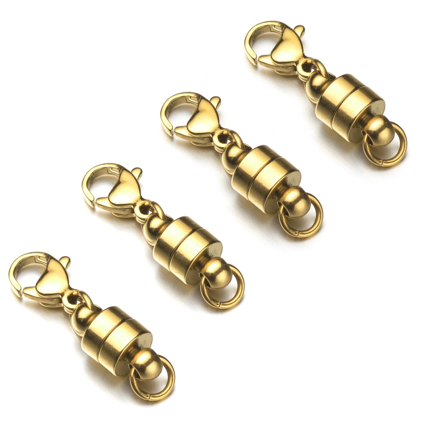 Mizeer Stainless Steel Magnetic Necklace Clasps and Closures, Magnetic Clasp Converter for Jewelry Making Supplies, Chain Extender Connector for Bracelet (4pcs Gold)