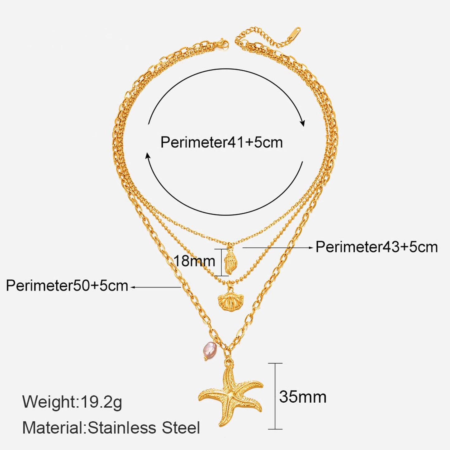Gold Starfish Shell Necklace for Women Boho Layered Seashell Conch Shell Pearl Pendant Necklaces Set Bohemain Starfish Beach Necklaces Stack Beachy Summer Jewelry Outfits Accessories