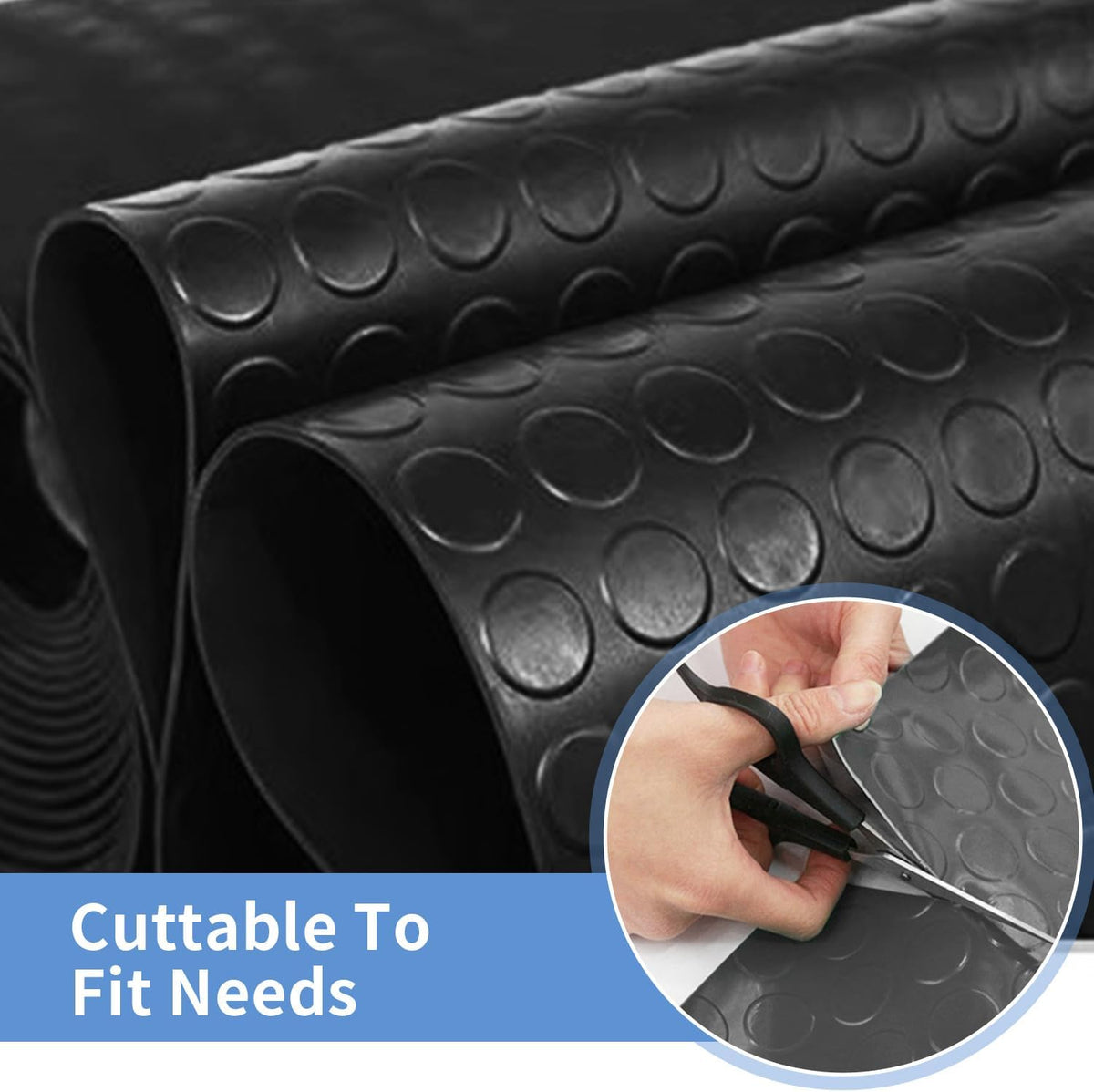 Premium Garage Floor Mat, Commercial Grade Heavy Duty Parking Mat for Garage Floor, Golf Cart Parking, Water/Stain Resistant Floor Runner (Black Coin, 2 Rolls x 4 x 6.5 Feet)