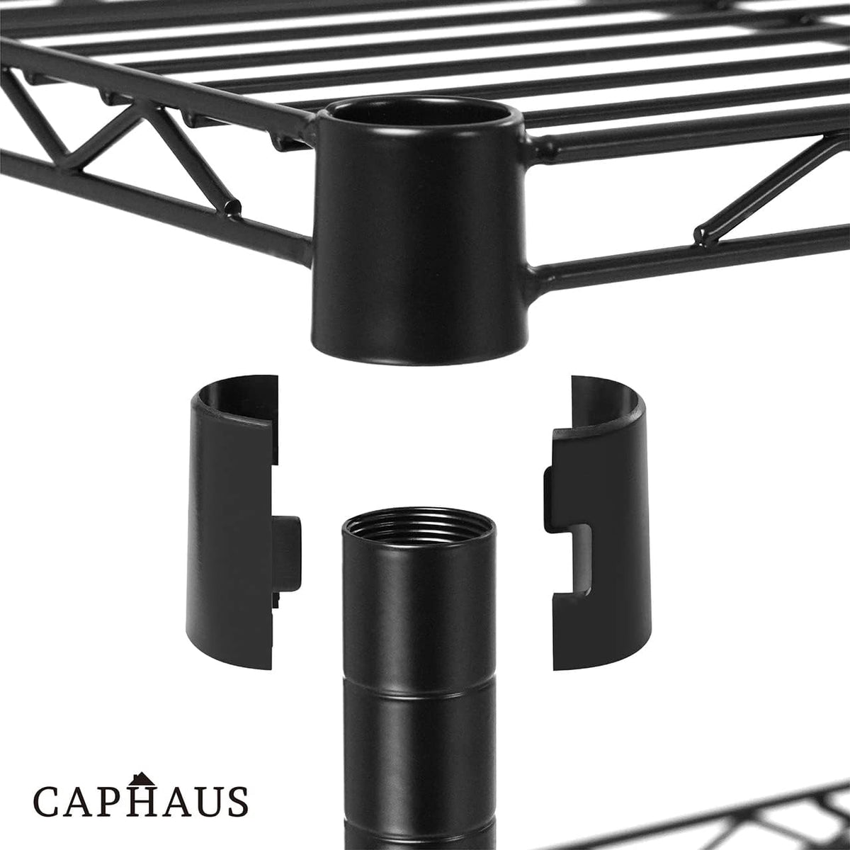 CAPHAUS 3/4/5-Tier Adjustable Height Wire Shelving Unit, Metal Steel Storage Shelve, Rack Shelving, Garage Shelving Storage Organizer, Utility Storage Shelf, 3-Tier Without Wheels, Black