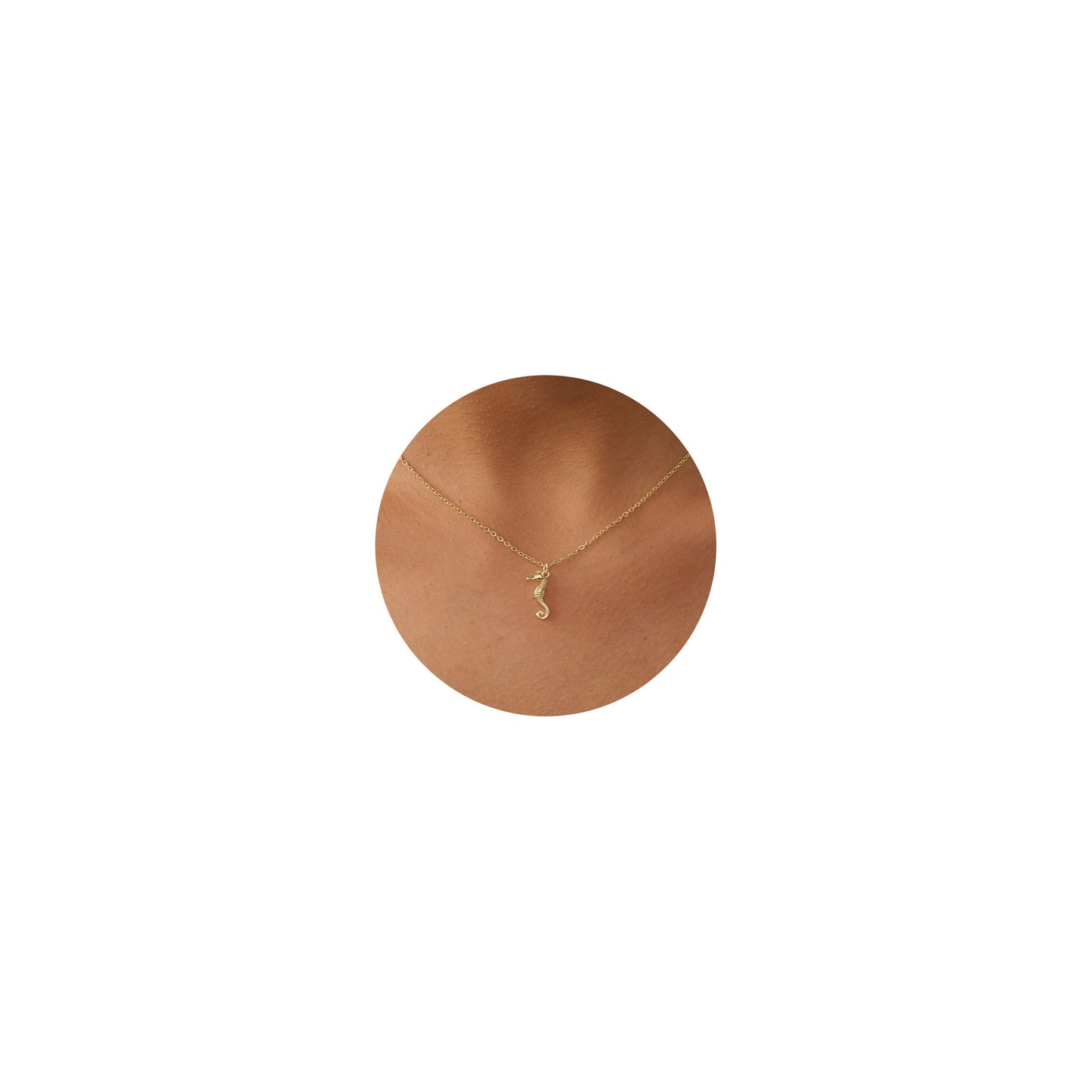 BSGRL Dainty Gold Necklace: 14K Gold Plated Seahorse Sea Beach Necklace for Women 16.5"+2"
