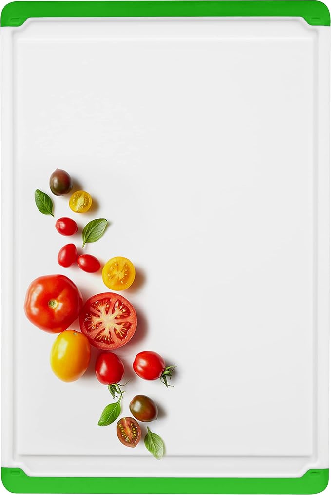 Large Cutting Board for Kitchen - Dishwasher Safe Plastic Chopping Board with Non-Slip Grip, Deep Juice Groove & Easy-Grip Handles - Thick Durable Cutting Board for Meat, Vegetables & Meal Prep