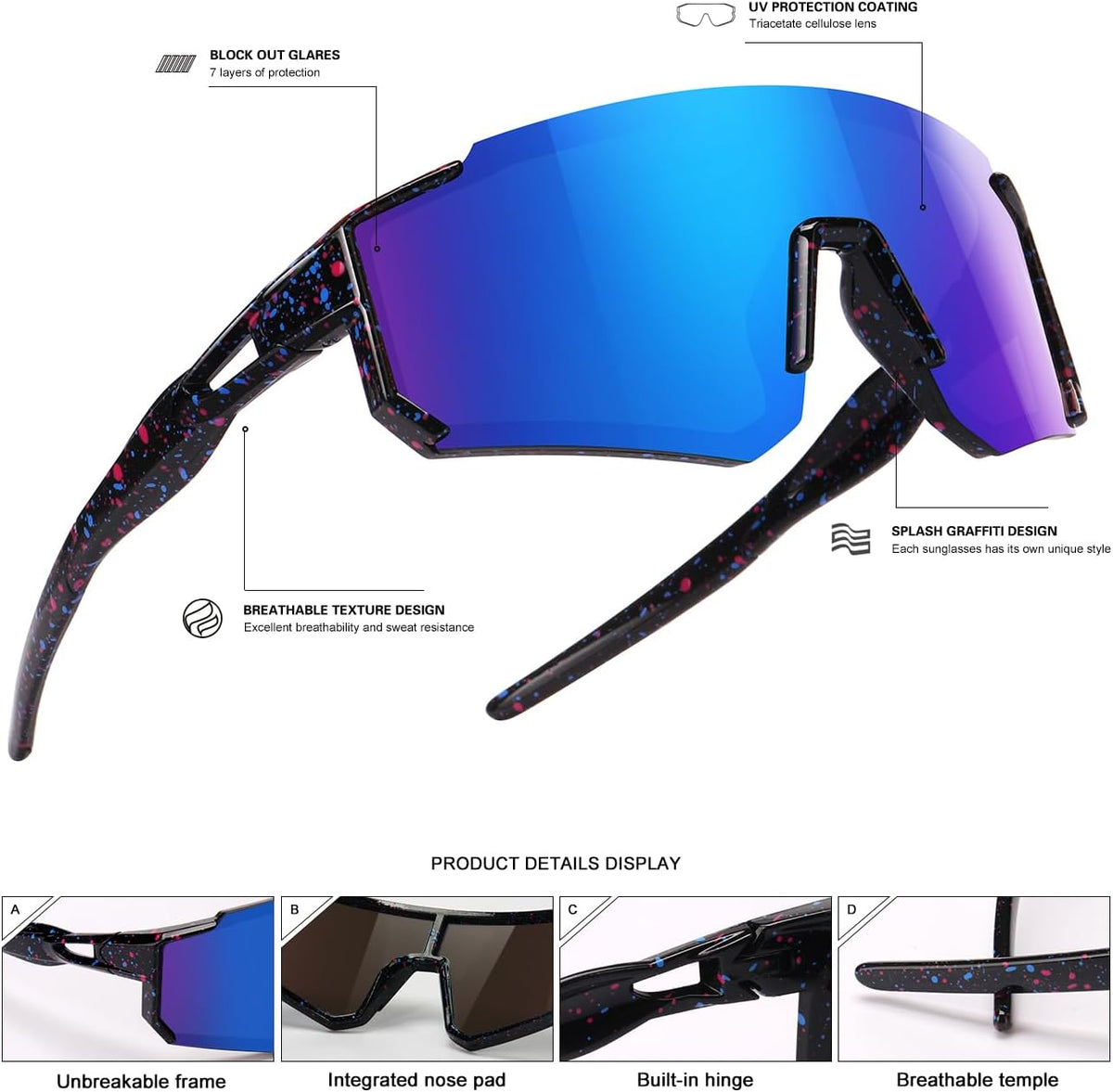 Youth Baseball Sunglasses Kids Sports Sunglasses for Boys Girls Softball Cycling Glasses UV400 Protection