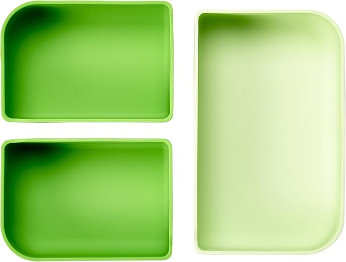 LunchBots Build -a- Bento Lunch Box, Silicone Bento Box for Kids, Multi-Compartment Lunch Container, Oven & Dishwasher Safe, BPA Free, 32 oz - Tie Dye Green