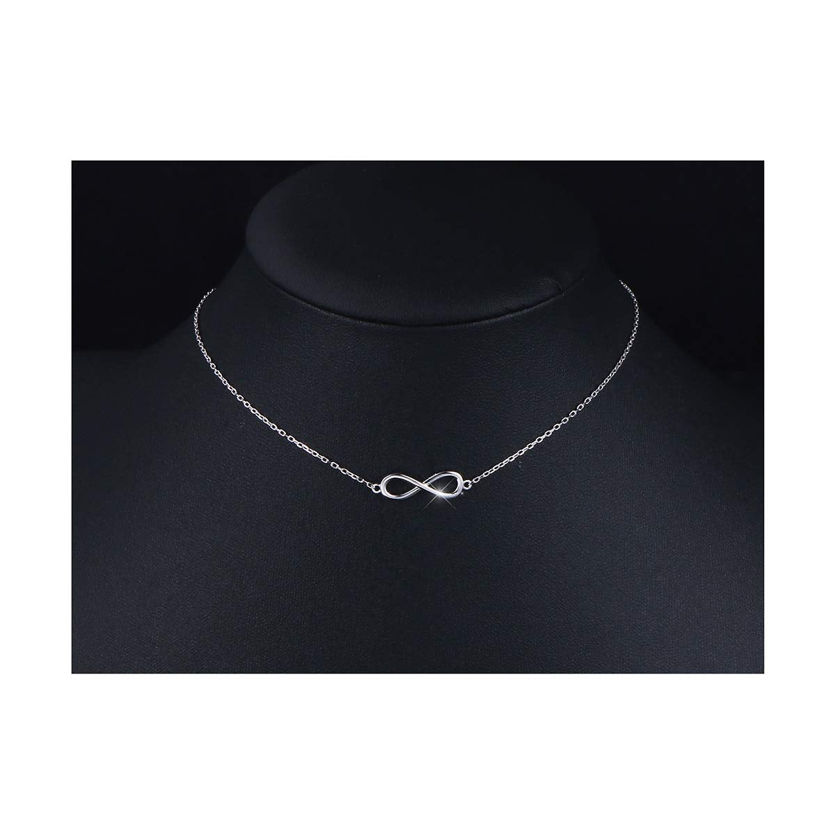DAOCHONG S925 Sterling Silver Infinity Choker Short Dainty Necklace Pendant for Women Jewelry Gift