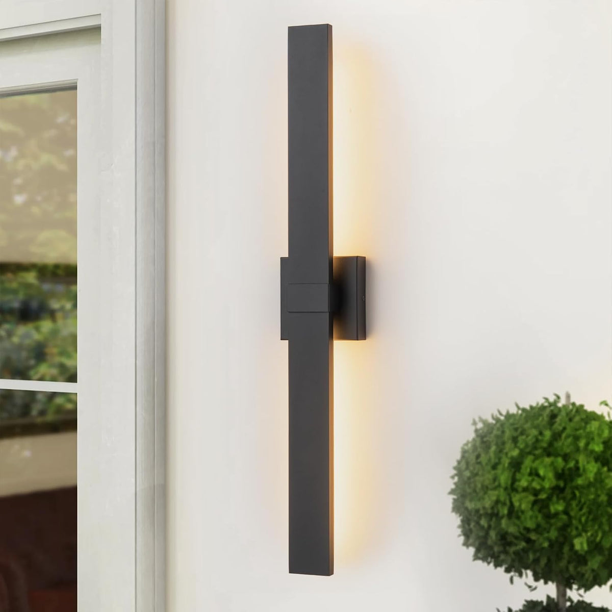Black Modern LED Outdoor Wall Sconce 31.5" Long Outdoor Wall Lights Exterior Lighting Fixtures for House Porch Patio Garage Front Door, Easily Install Anywhere