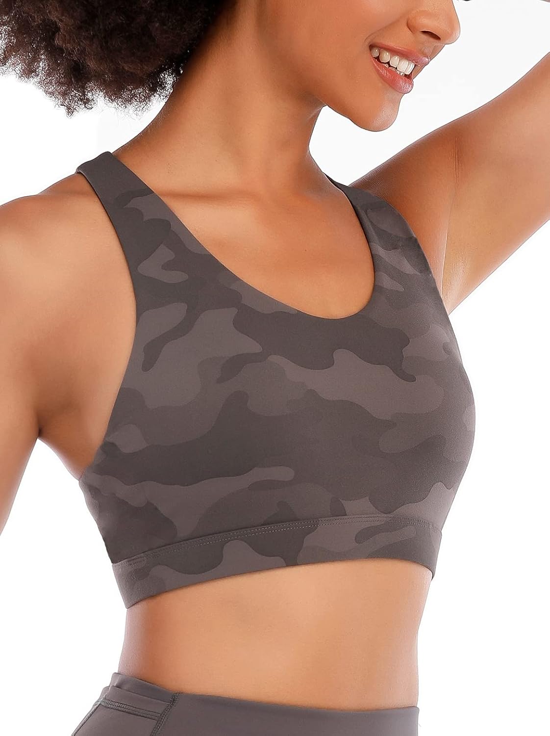 RUNNING GIRL Sports Bra for Women, Criss-Cross Back Padded Strappy Sports Bras Medium Support Yoga Bra with Removable Cups