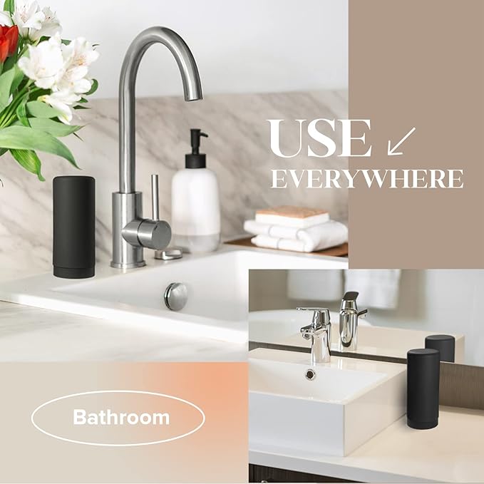 ElmRidge Dish Soap Silicone Dispenser for Kitchen Sink,Squeeze Washing Up Liquid and Hand Soap,Round refillable Silicone Bottles,Easy to Fill and to use, 8.5 oz,Black 2.4 x 2.4 x 5.5 inches (Black)