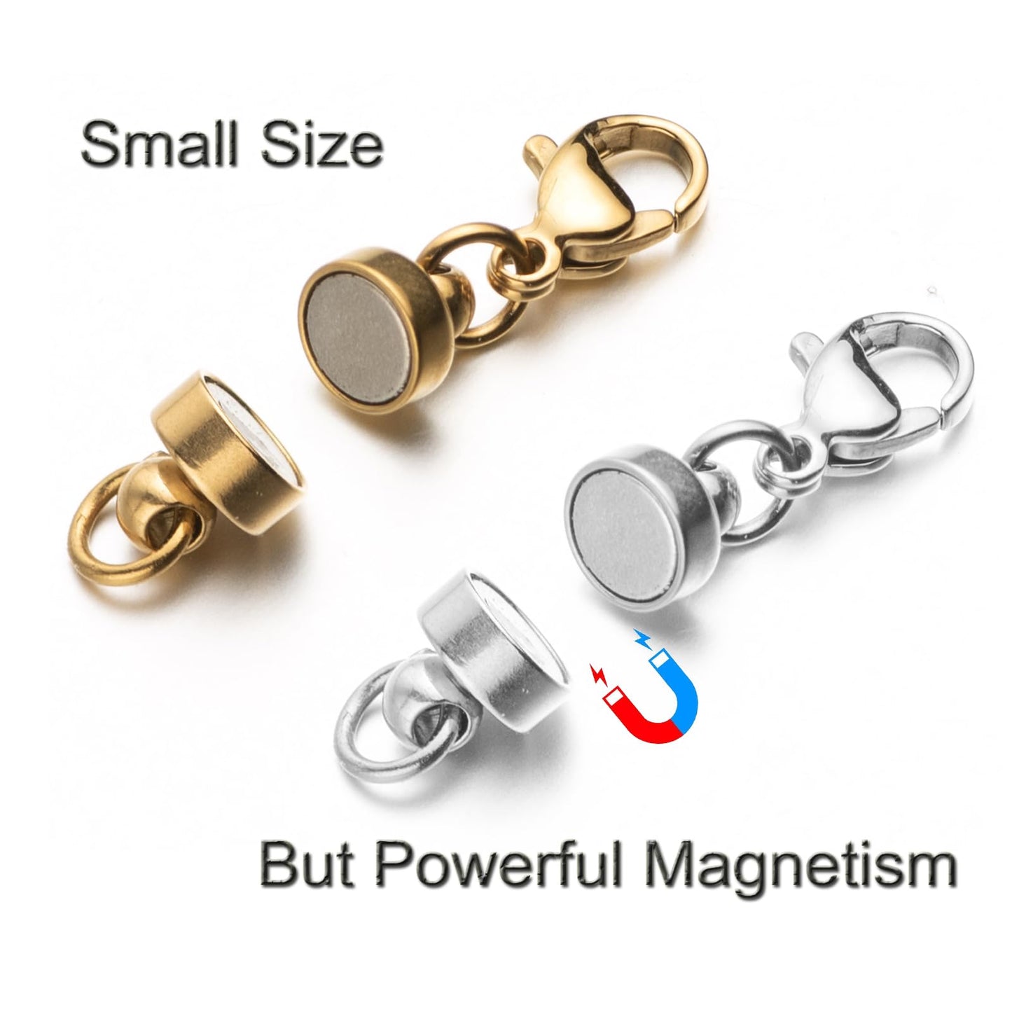Mizeer Stainless Steel Magnetic Necklace Clasps and Closures, Magnetic Clasp Converter for Jewelry Making Supplies, Chain Extender Connector for Bracelet (4pcs Silver)