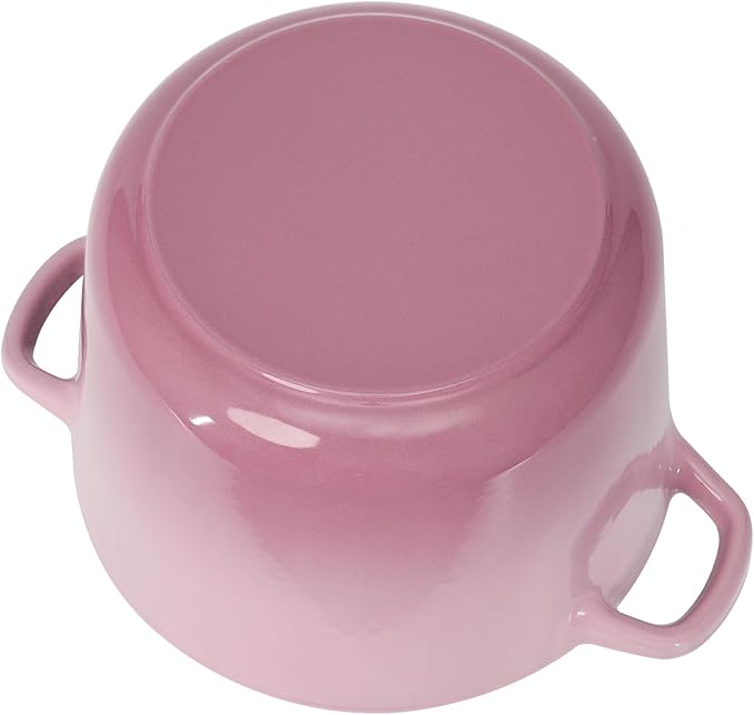 Flavehc Dutch Oven Pot with Lid 2.8 qt Cast Iron Dutch Oven for Bread Baking Pink Enameled Cast Iron Rice Pot with Handels