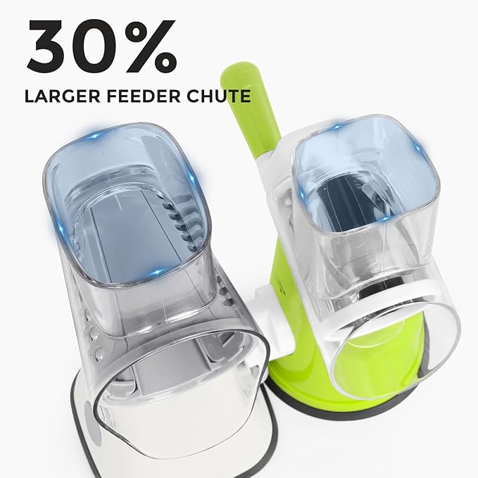 X Home 5-in-1 Rotary Cheese Grater for Kitchen, Upgraded Hand Crank Shredder with Stronger Suction Base & Multifunctional Drum Blades, for Cheese, Vegetables and Nuts, Easy to Use and Clean, White