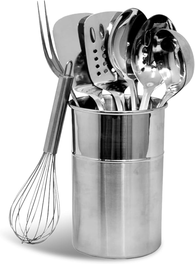 Chef Craft - 8 Piece Stainless Steel Kitchen Utensils Set with Utensil Holder