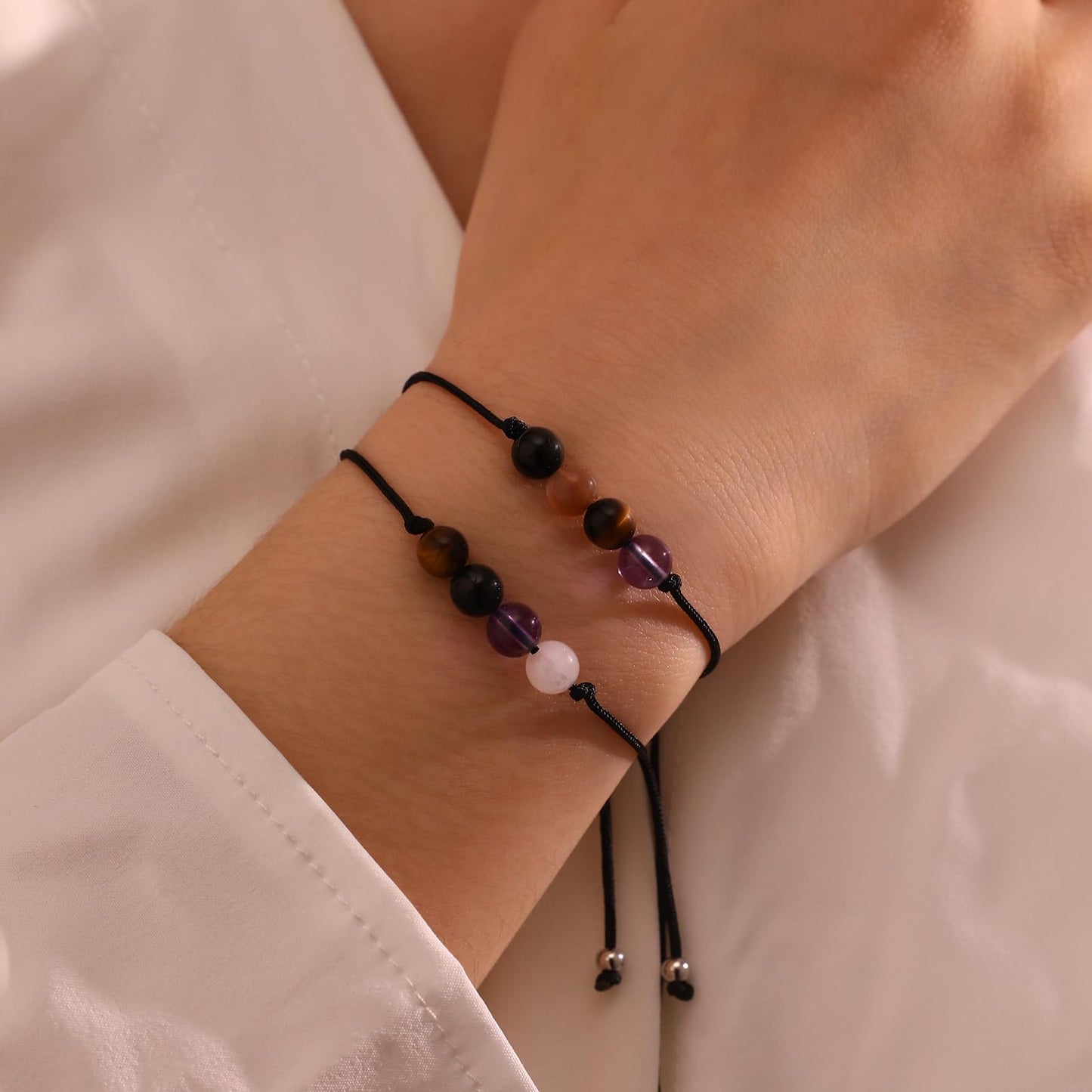 Korotho Anxiety Relief Bracelet for Women Men, Stress And Anxiety Reliefs Healing Crystal Gemstone Natural Stone Beaded Bracelets Anxiety Relief Item Spiritual Bracelet Ring Necklace for Her Him