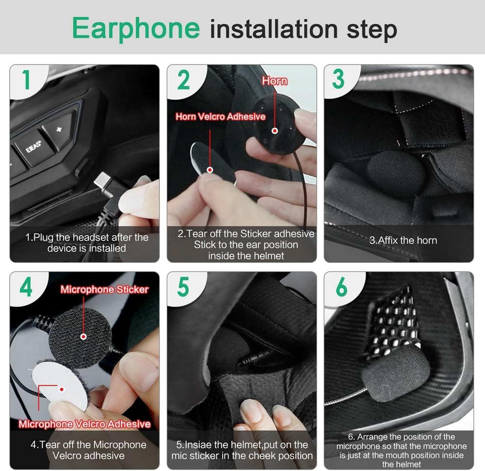 Motorcycle Bluetooth intercom MS20 2000m Helmet Intercom,20 Riders Motorcycle Bluetooth Headset,Universal Bluetooth Helmet Headset,Helmet Communication System FM/Hard &Soft Mic/1Pack