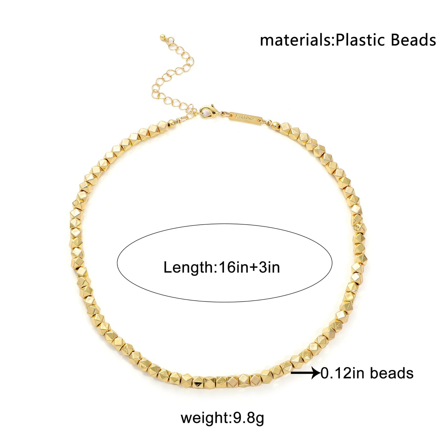 Sajidos Gold Plated Plastic Beaded Necklaces for Women 14K Gold Plated Bead Chunky Heart Charm Pendant Necklace Handmade Trend Fashion Jewelry Gifts