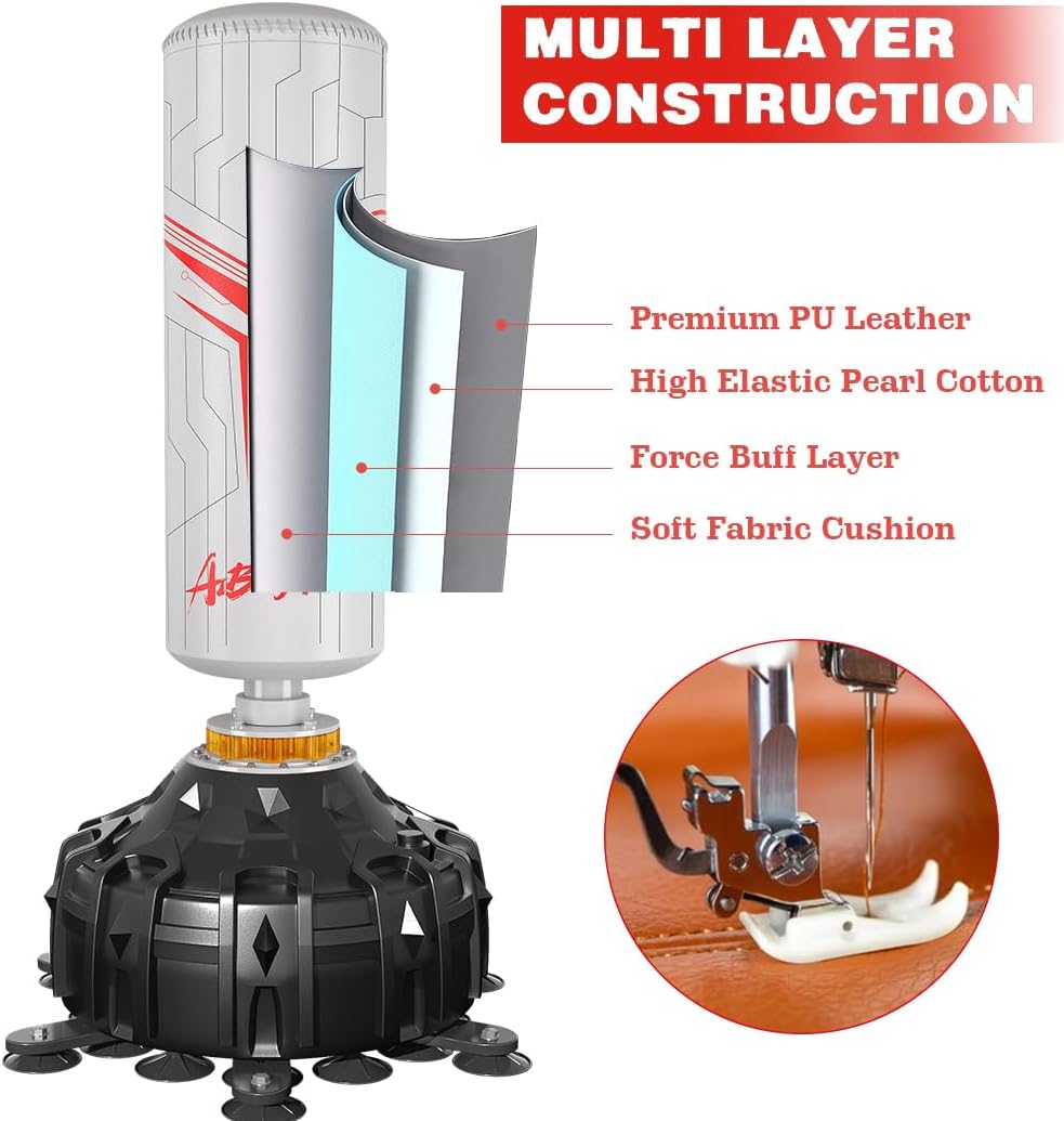 Freestanding Punching Bag with Boxing Gloves, Boxing Bag with Suction Cup Base for Adult Teens-Standing Kickboxing Bag for Home Office Gym